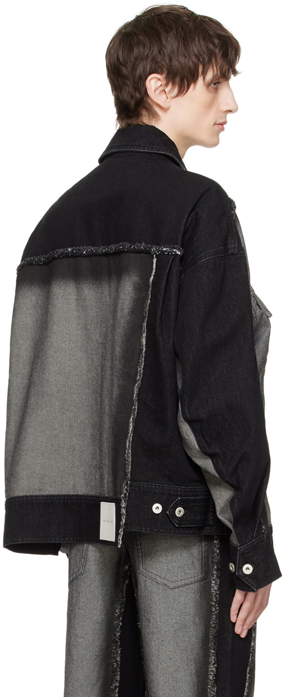 Feng Chen Wang Black Paneled Denim Jacket