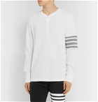 Thom Browne - Striped Waffle-Knit Cotton Henley T-Shirt - White