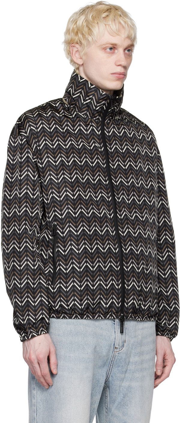 Emporio Armani Taupe & Multicolor Chevron Reversible Jacket