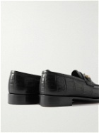 George Cleverley - Colony Horsebit Croc-Effect Leather Loafers - Black