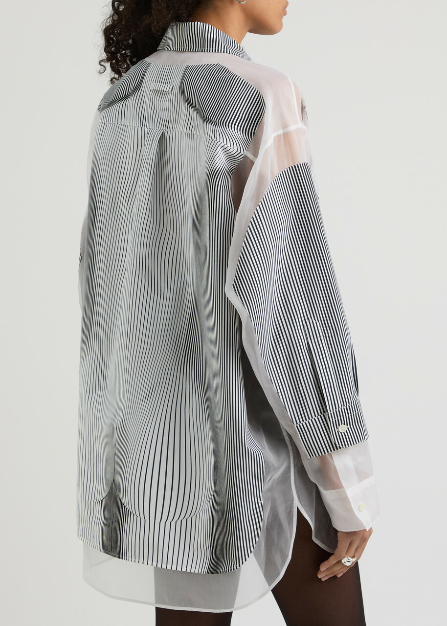 Jean Paul Gaultier Printed Silk-chiffon and Poplin Shirt Black And White