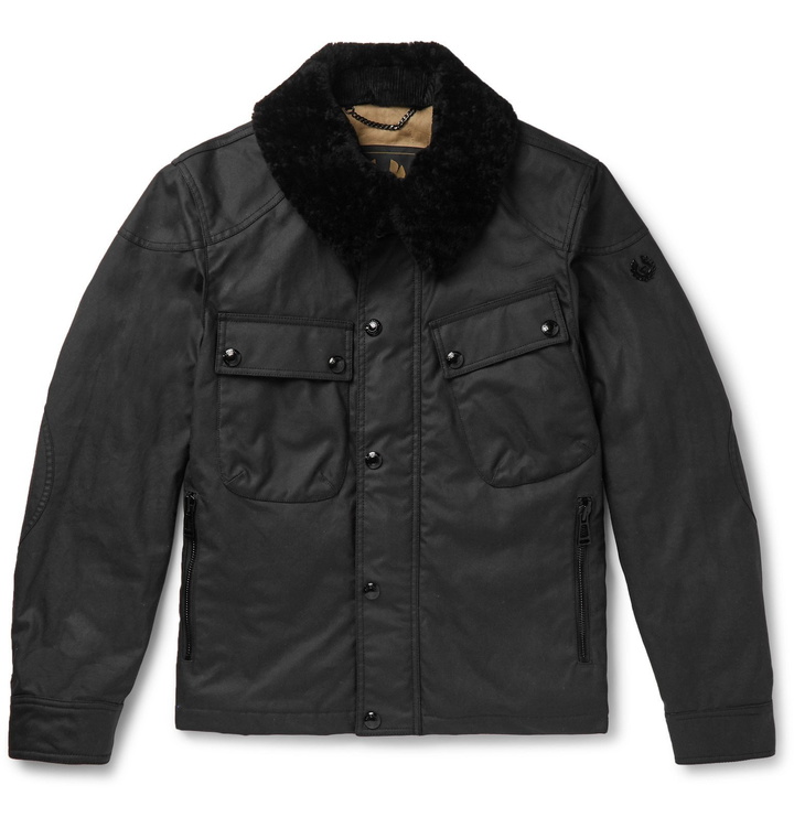 Photo: Belstaff - Patrol Shearling-Trimmed Waxed-Cotton Jacket - Black