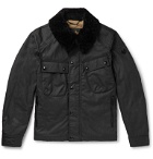 Belstaff - Patrol Shearling-Trimmed Waxed-Cotton Jacket - Black