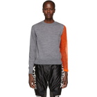 Facetasm Grey Contrast Sleeve Sweater