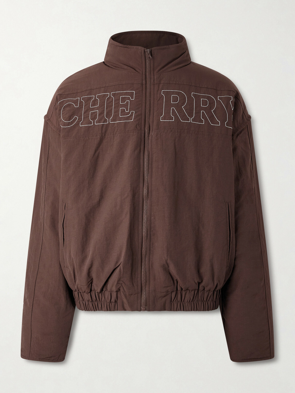 Cherry Los Angeles - Pit Crew Logo-Embroidered Padded Nylon Jacket - Brown