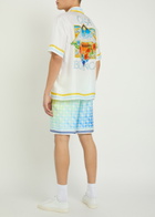 Casablanca Tennis Landscape Printed Silk Shirt Blue