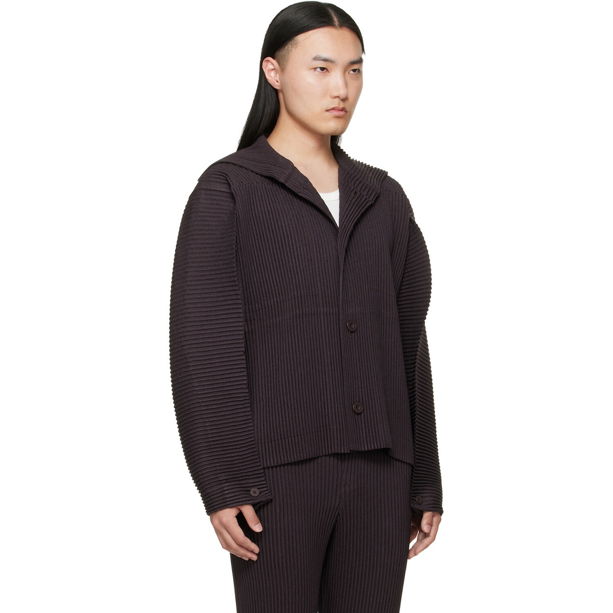 HOMME PLISSÉ ISSEY MIYAKE Brown Linen Like Jacket