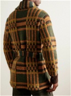 RRL - Ranch Shawl-Collar Belted Check Wool Cardigan - Green