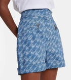 Fendi Logo high-rise chambray shorts