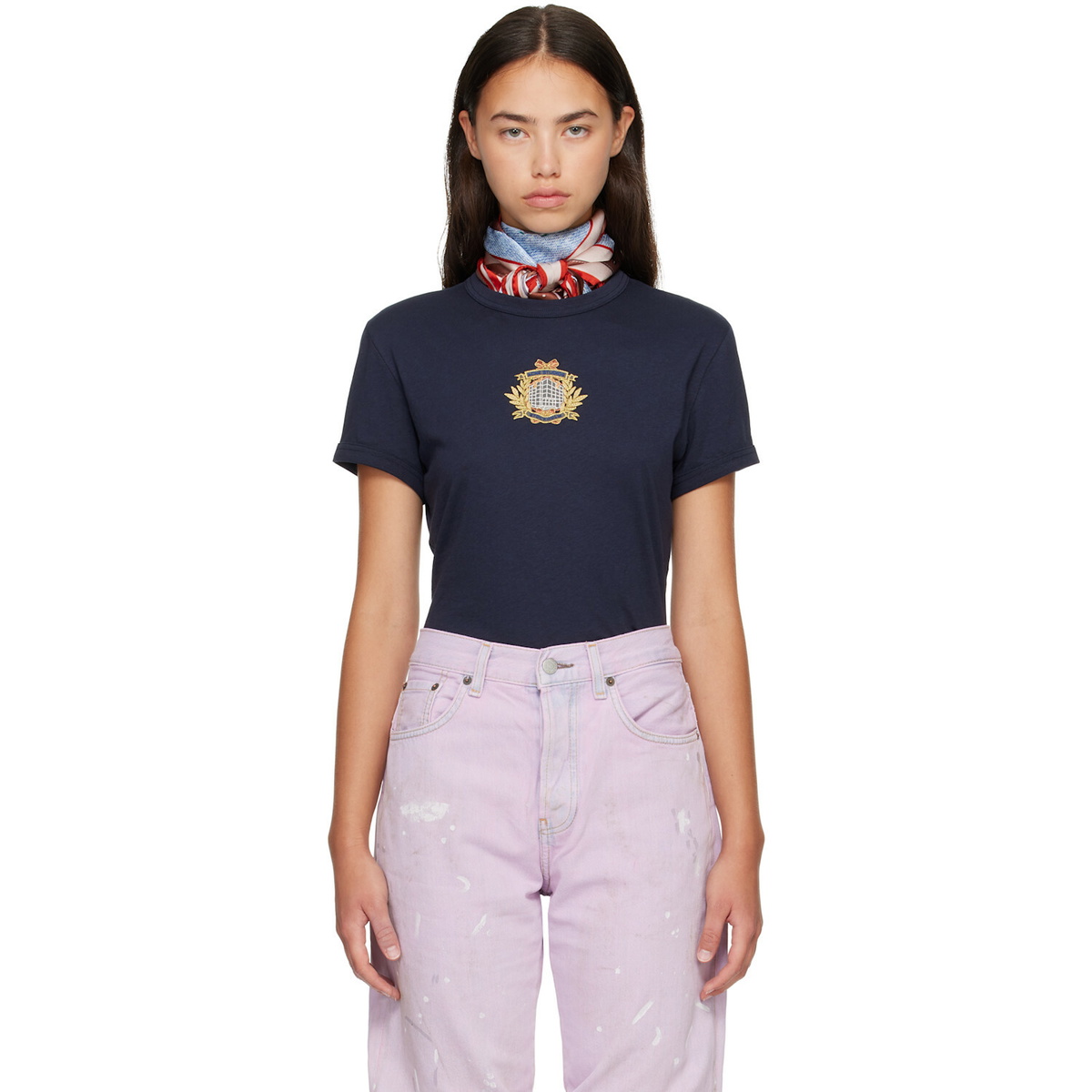 Acne Studios Navy Crest Logo T-shirt