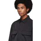 Rick Owens Black Textured Satin Work Shirt