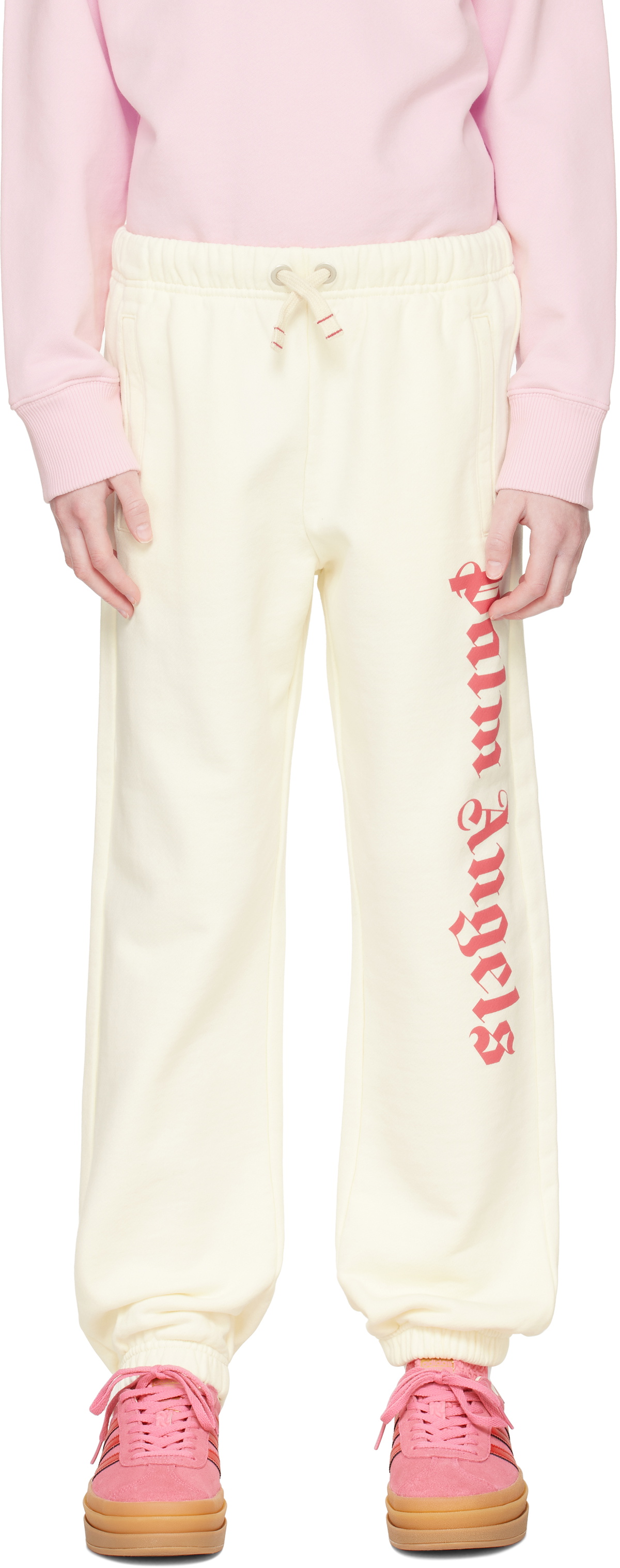 Palm Angels Girls Classic Overlogo Joggers in Ivory