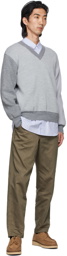 Comme des Garçons Shirt Grey Lochaven Of Scotland Edition Colorblocked V-Neck Sweater