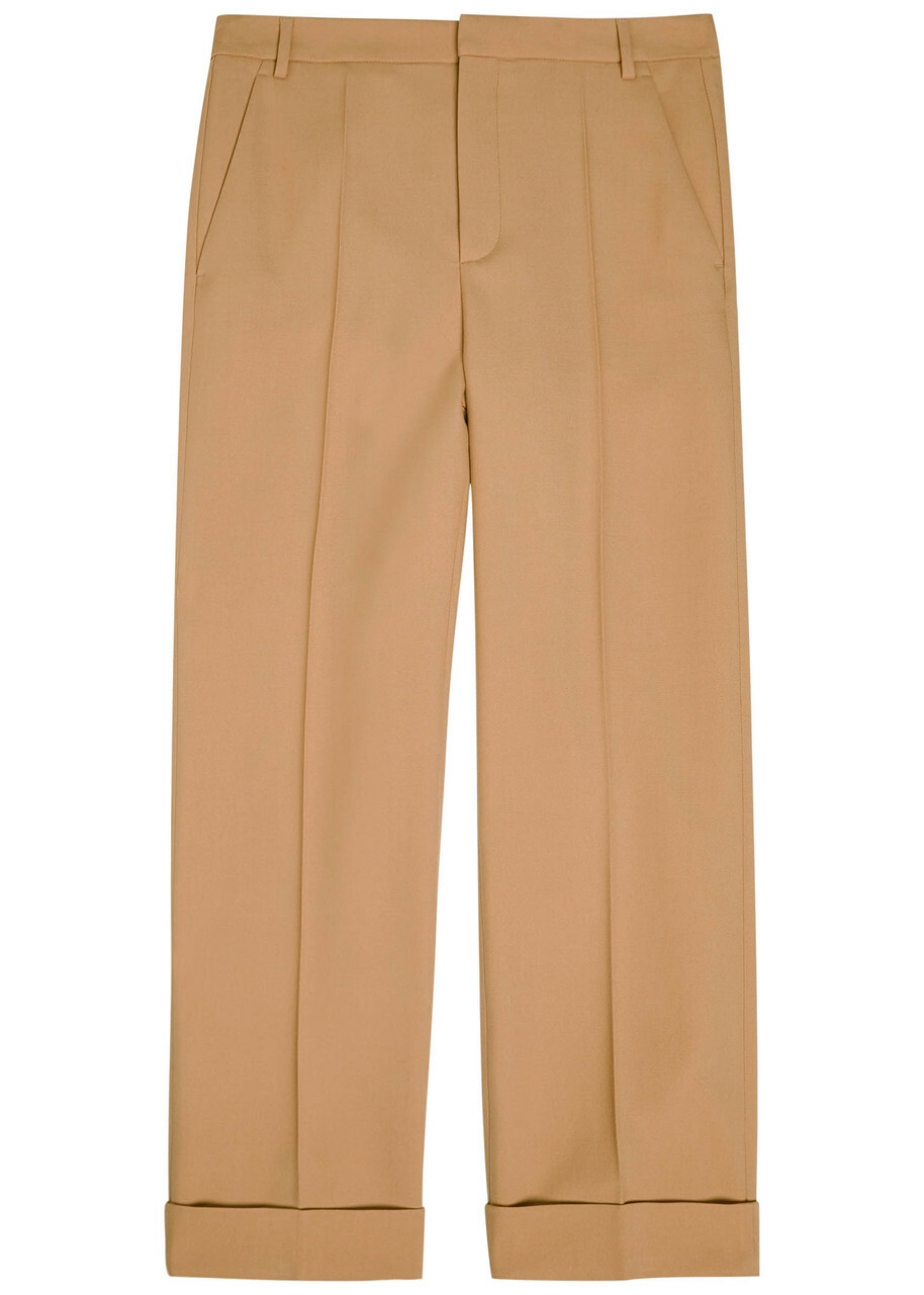 Valentino Garavani Wool-gabardine Trousers Camel Valentino