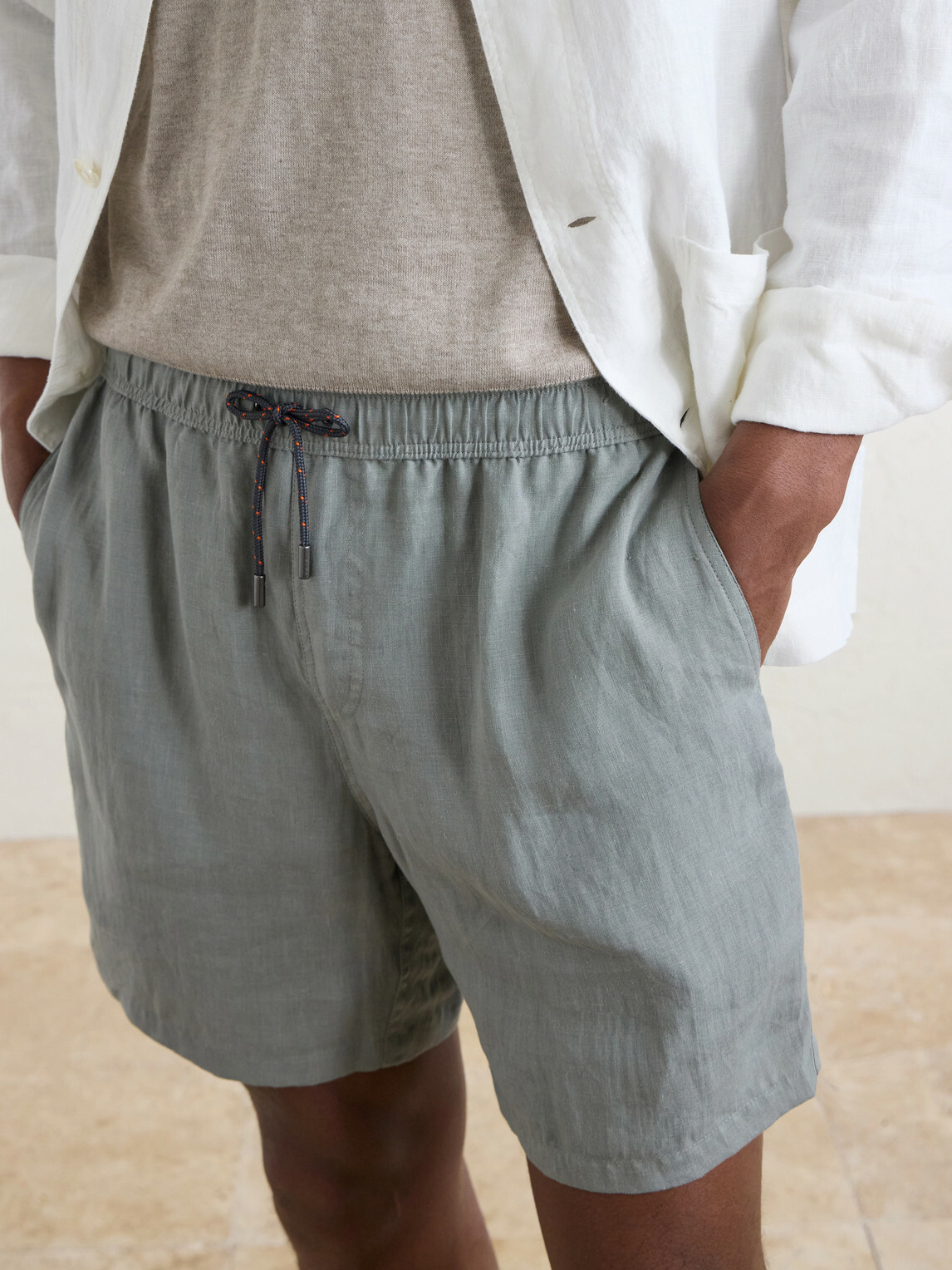 SEASE - Cod-2 Straight-Leg Hemp Drawstring Shorts - Green