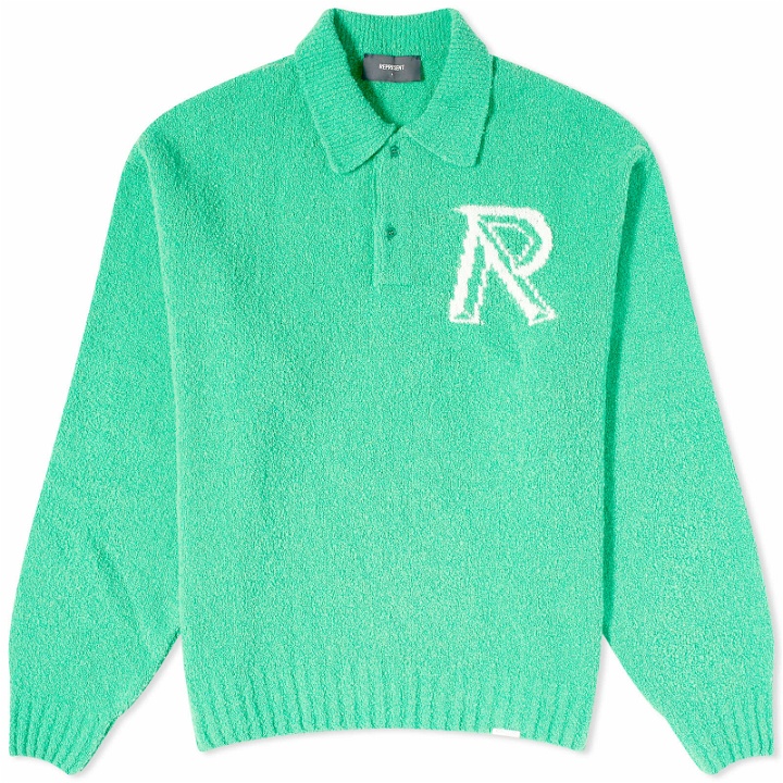 Photo: Represent Men's Initial Boucle Polo Shirt in Island Green
