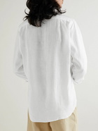 Drake's - Spread-Collar Linen Shirt - White