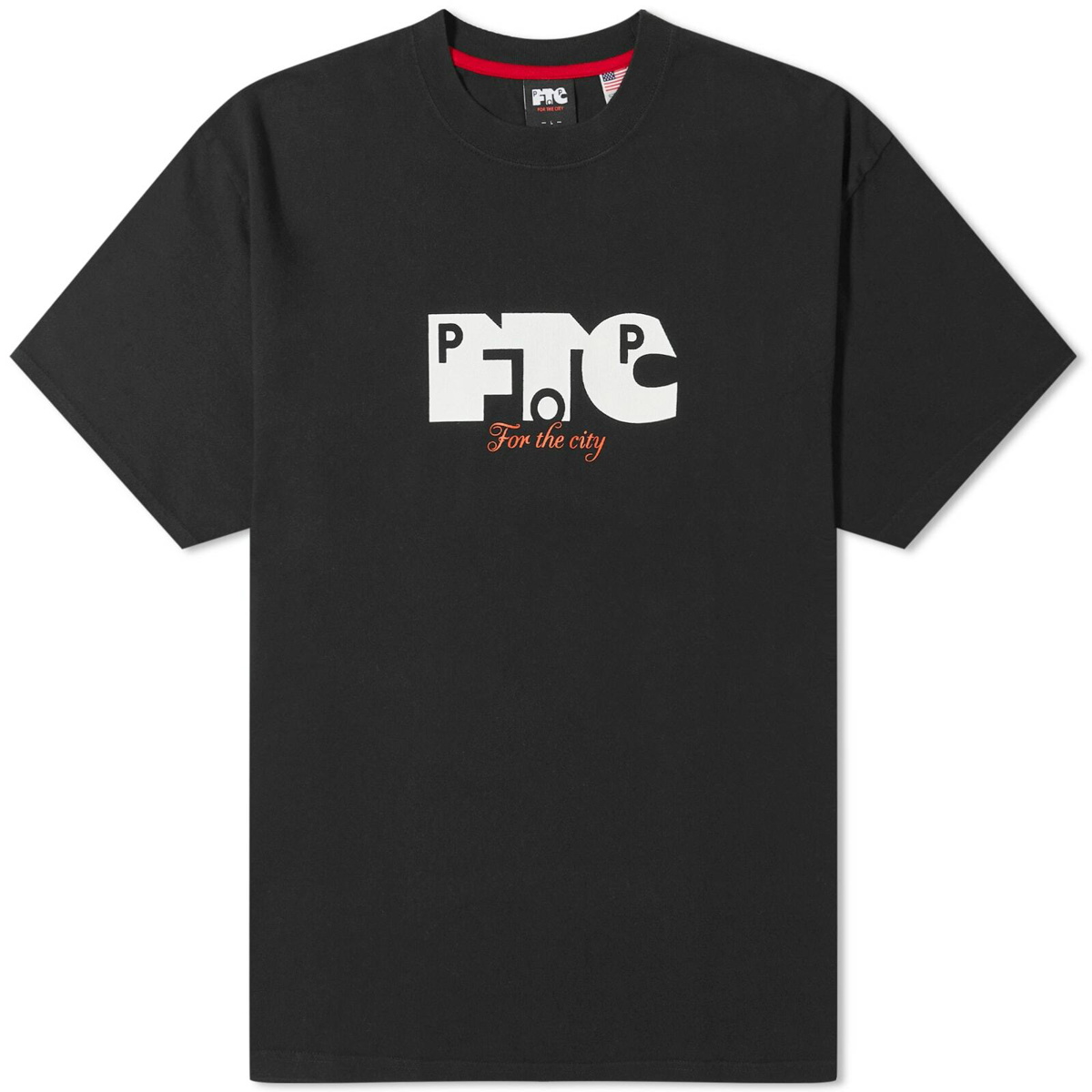 Pop Trading Company Men's x FTC Logo T-Shirt in Black Pop Trading Company