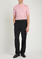 Casablanca Crystal-embellished Merino Wool Polo Shirt Pink