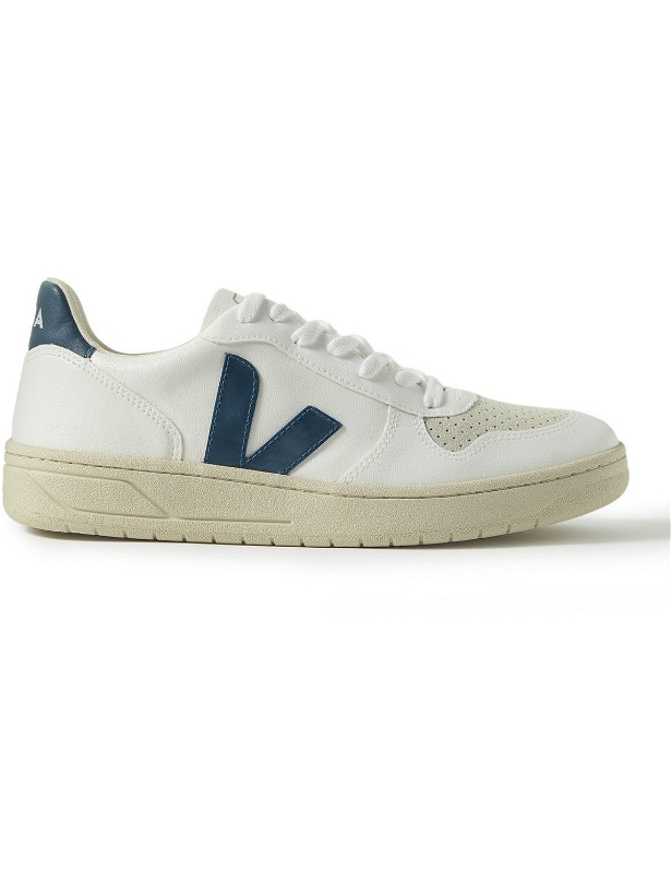 Photo: Veja - V-10 Rubber-Trimmed Leather and Suede Sneakers - White