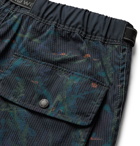 And Wander - Belted Printed COOLMAX Seersucker Shorts - Blue