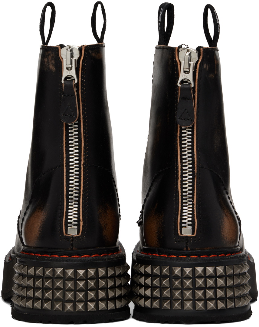 R13 Black Single Stack Lace-Up Boots