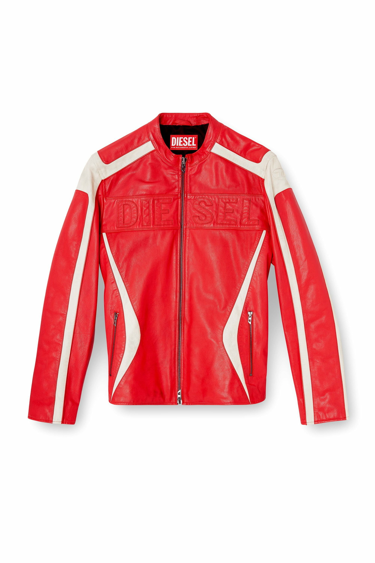 Diesel Colour-block leather biker jacket - Leather jackets Mens in Multicolor