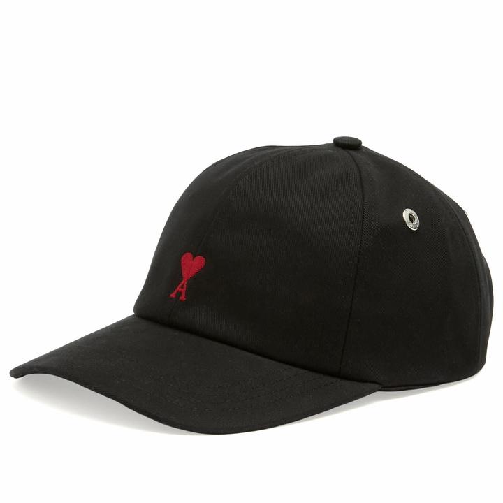 Photo: AMI Paris Men's Soft Cotton Gabardine Cap in Noir 