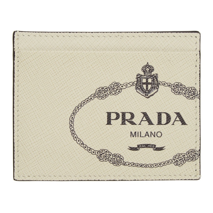 Photo: Prada Off-White Saffiano Logo Print Card Holder
