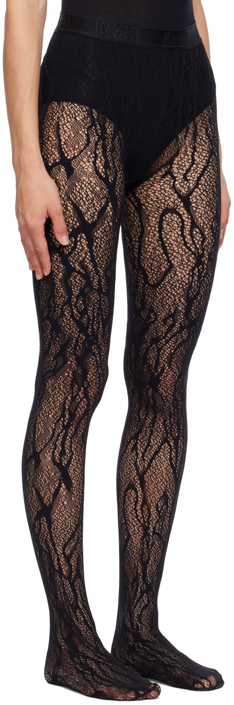 Wolford Black Snake Lace Tights Wolford