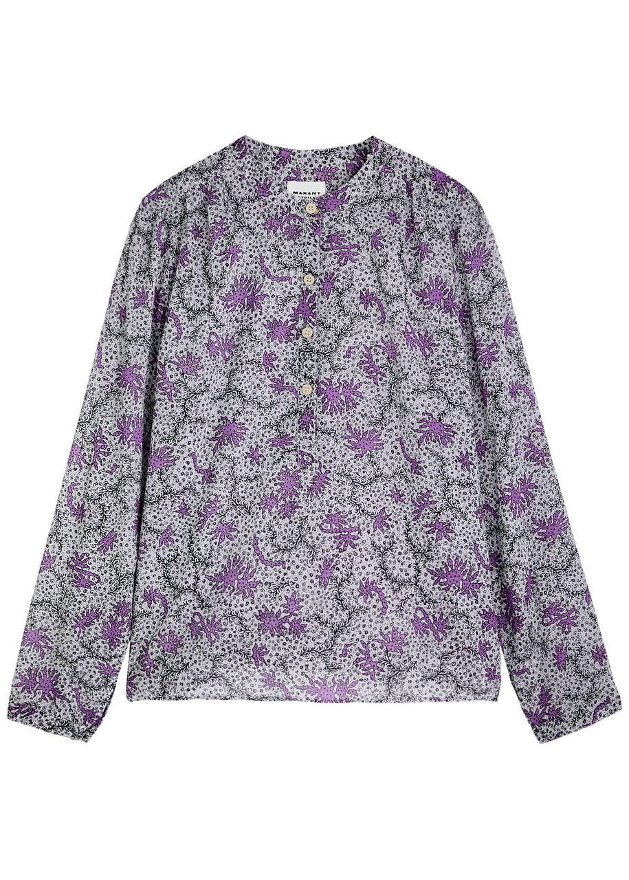 Isabel Marant étoile Maria Printed Cotton Blouse Lilac