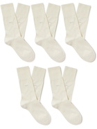 CDLP - Five-Pack Bamboo-Blend Socks - White