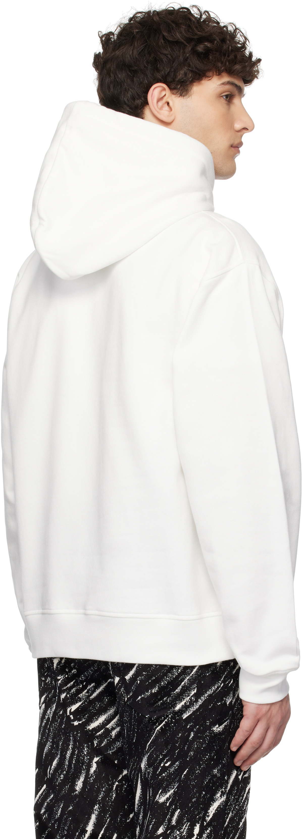 Marni White Crayon Logo Print Organic Hoodie