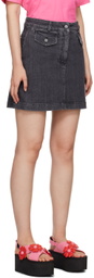 Moschino Black Puzzle Bobble Denim Skirt