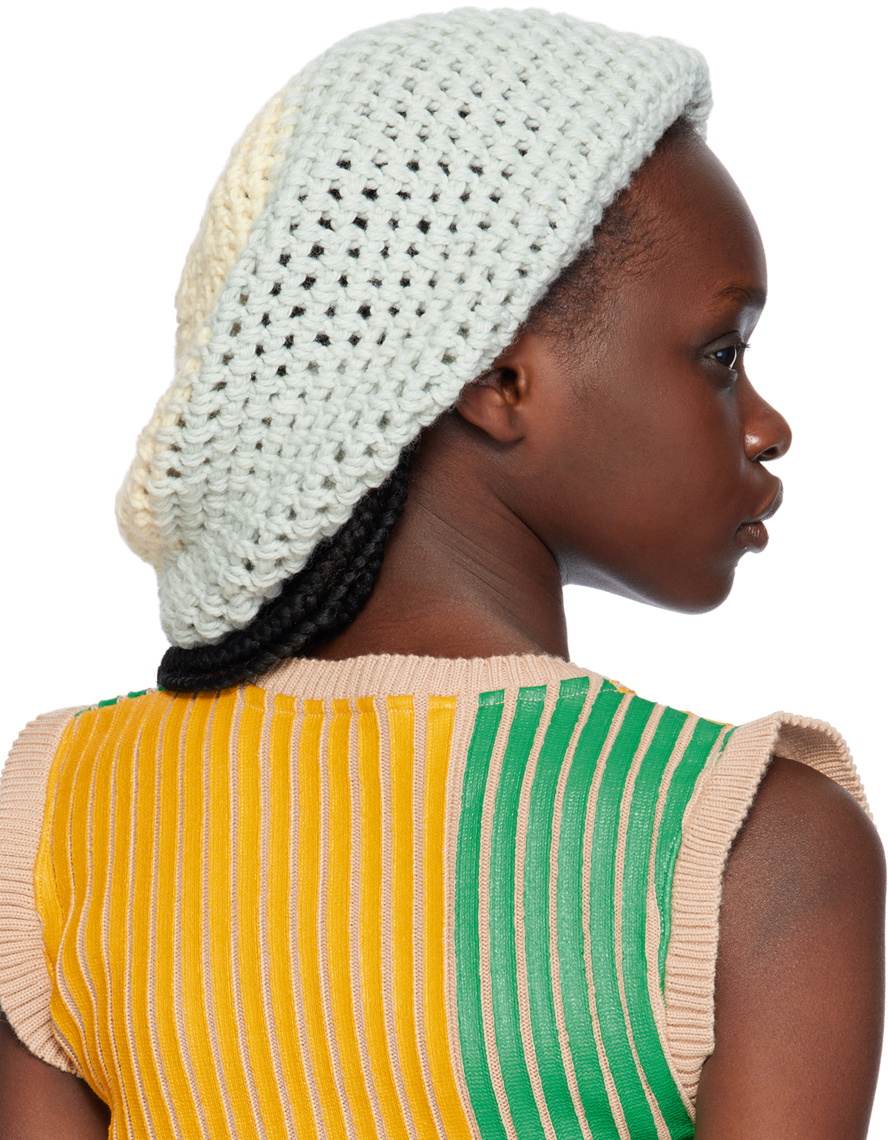 Stanley Raffington SSENSE Exclusive Blue & Off-White Crochet Beanie