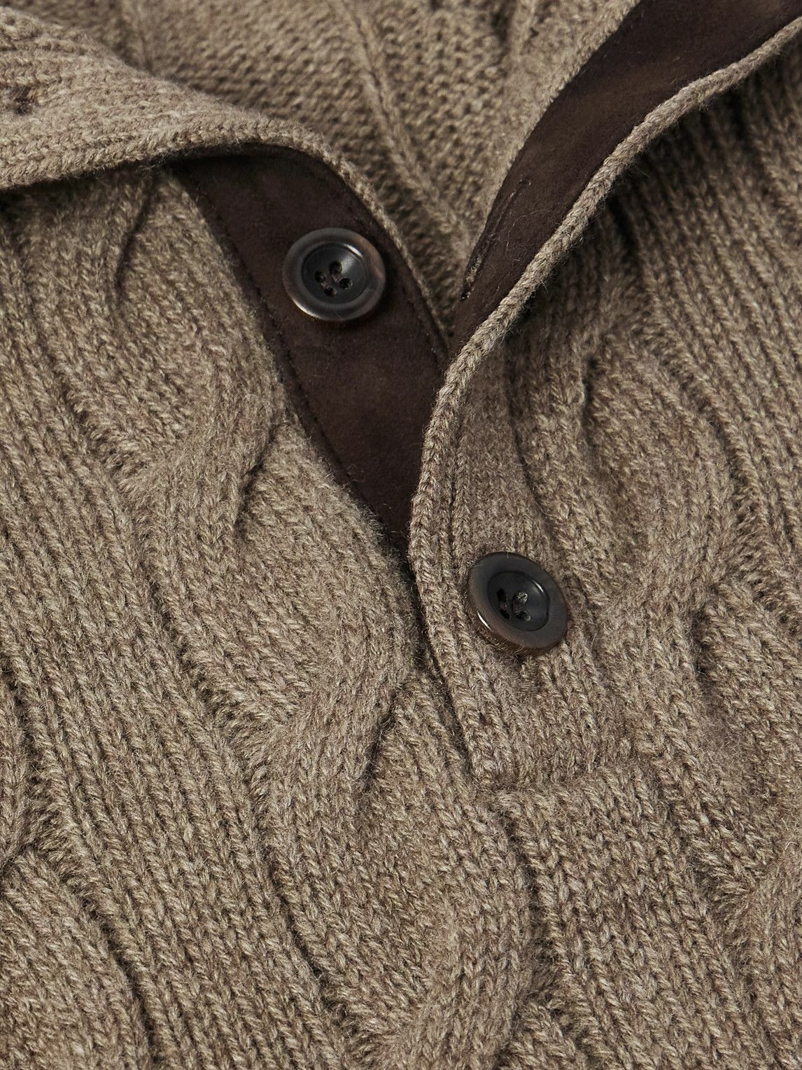 Ralph Lauren Purple label - Nubuck-Trimmed Cable-Knit Cashmere