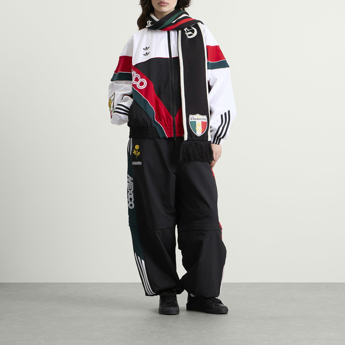 Adidas x Willy Chavarria Scarf in Black/Better Scarlet/Collegiate Green 