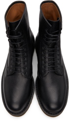 Dries Van Noten Black Grained Leather Lace-Up Boots