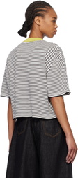 Cordera Black & White Cotton Striped T-shirt