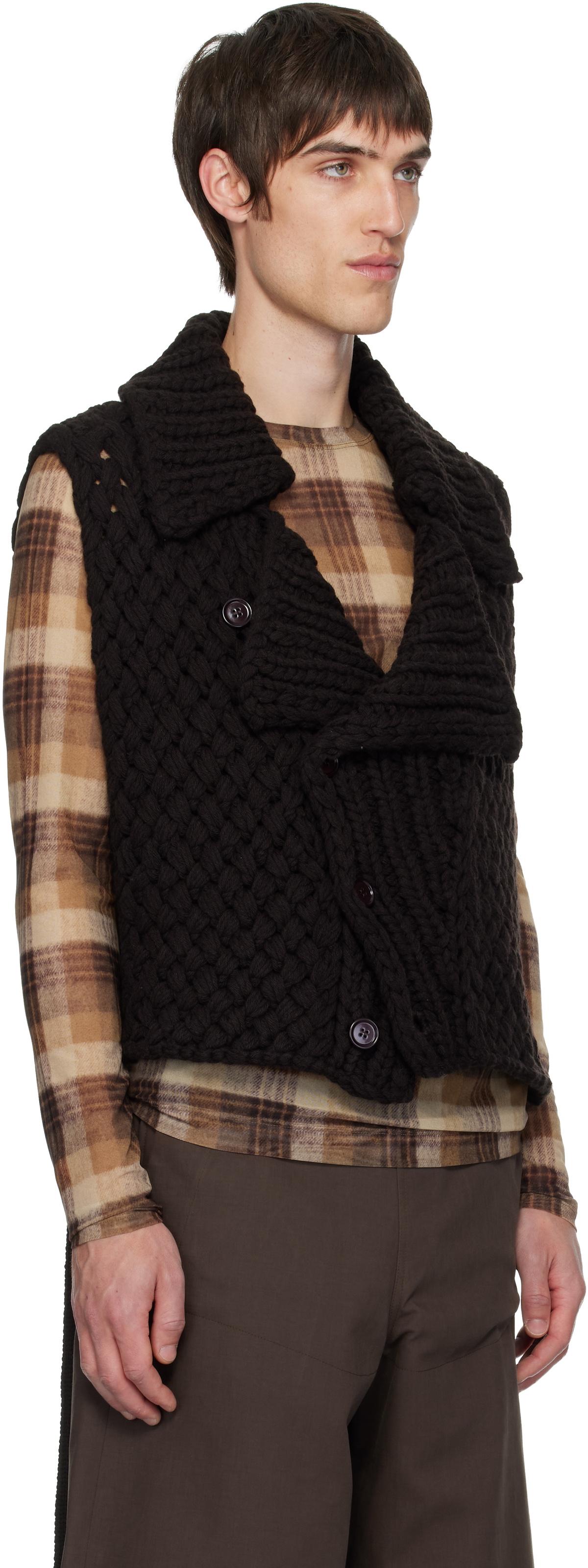 Dries Van Noten Brown Merino Wool Vest