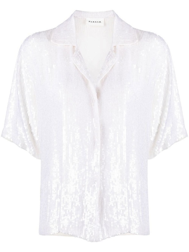 Photo: PAROSH - Sequinned Short Sleeve Shirt