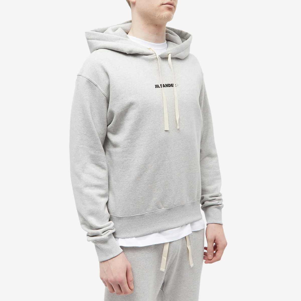 Jil Sander Men's Plus Logo Popover Hoody in Open Grey Jil Sander