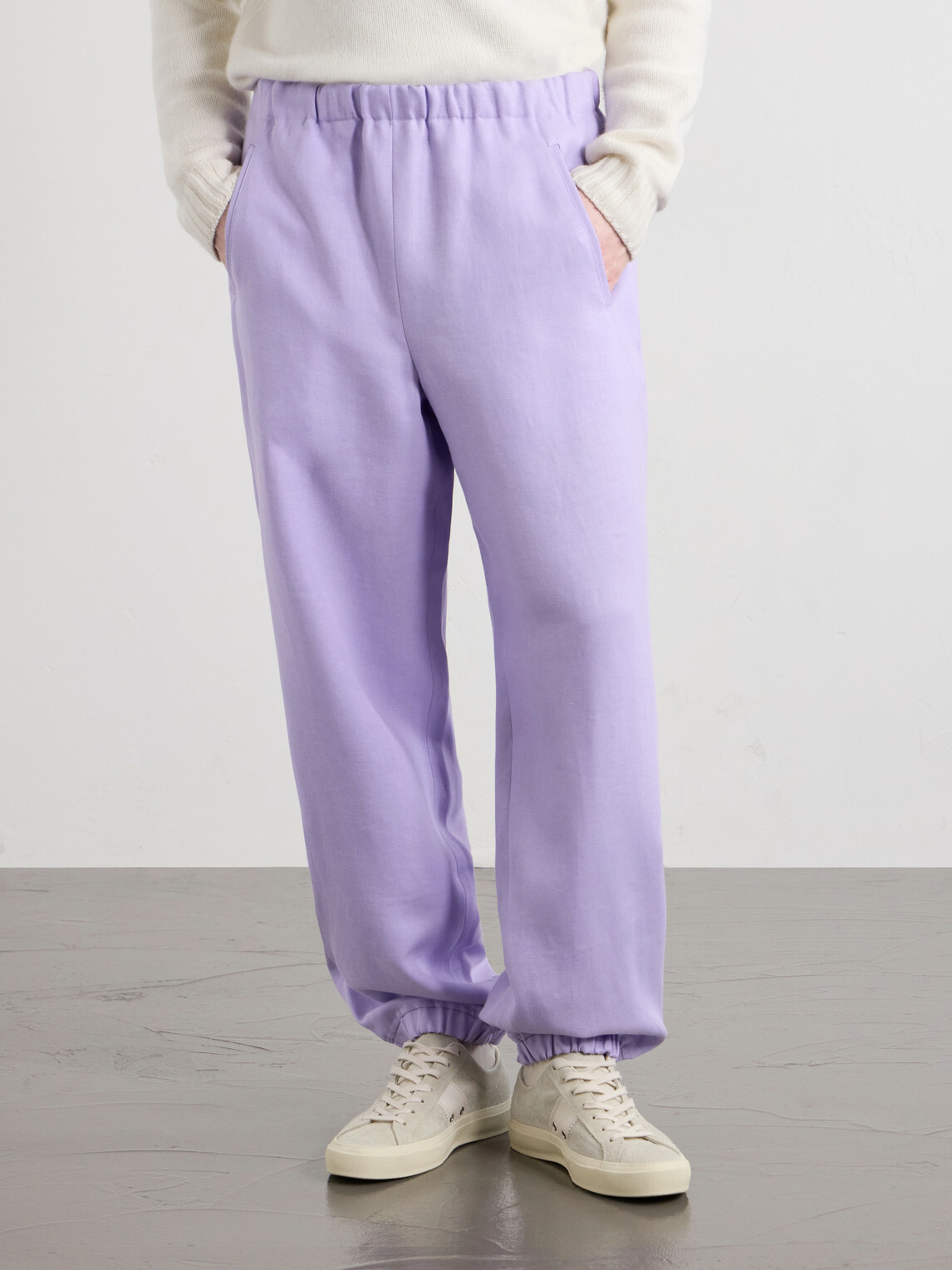 God's True Cashmere - Linen Drawstring Sweatpants - Purple