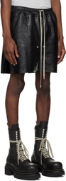 Rick Owens Black Temple Bela Boxers Leather Shorts