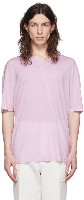 Photo: Ermenegildo Zegna Couture Pink Wool T-Shirt