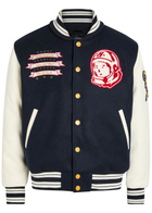 Billionaire Boys Club Fanfare Script Panelled Appliquéd Bomber Jacket Navy