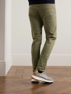Brunello Cucinelli - Tapered Garment-Dyed Stretch-Cotton Trousers - Green