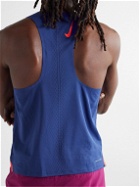 Nike Running - Aeroswift Logo-Print Perforated Dri-FIT ADV Running Tank Top - Blue