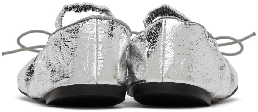 Proenza Schouler Silver Glove Mary Jane Crinkled Metallic