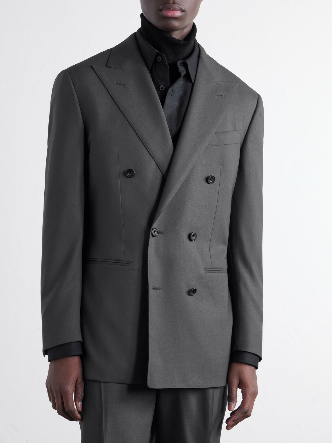 Thom Sweeney - Double-Breasted Wool-Twill Suit Jacket - Gray